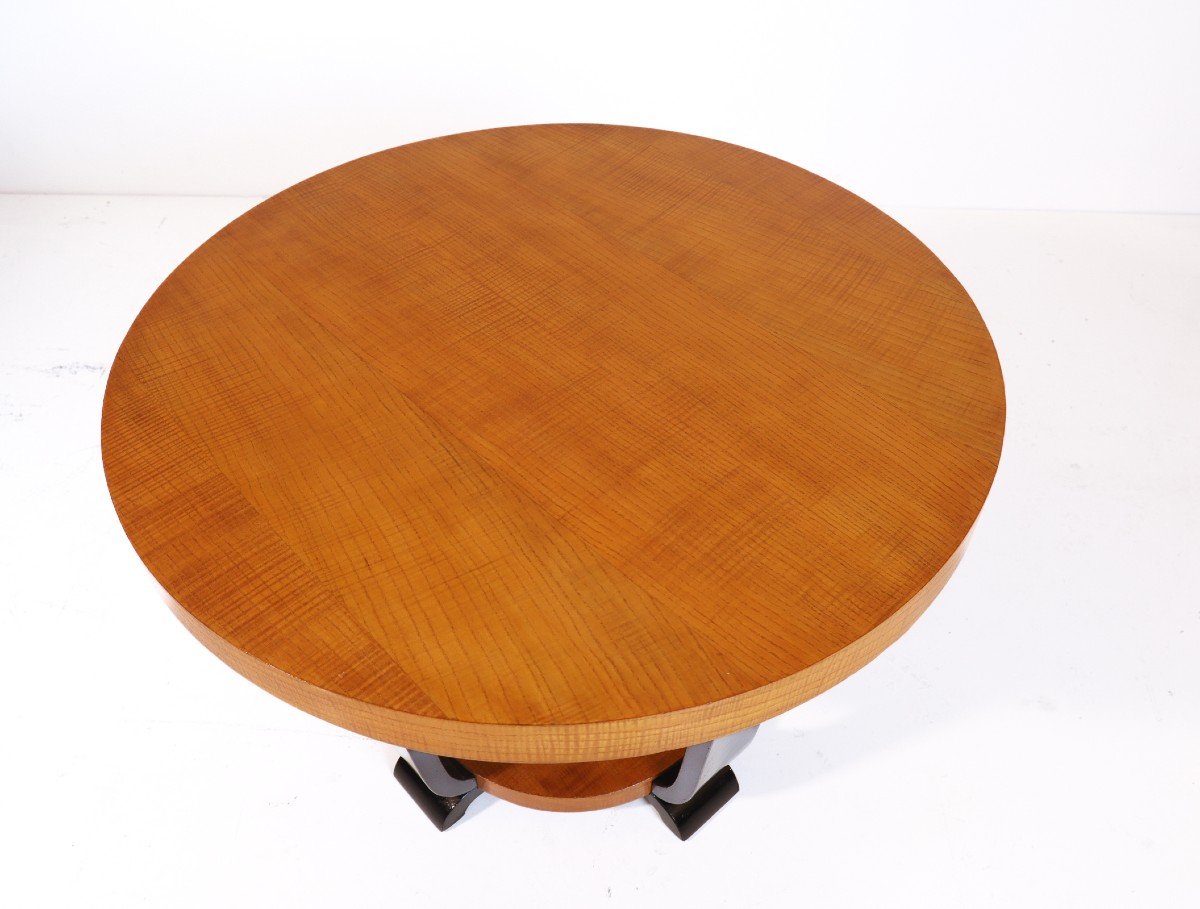 French Art Deco Pedestal Table In Ash Wood-photo-2