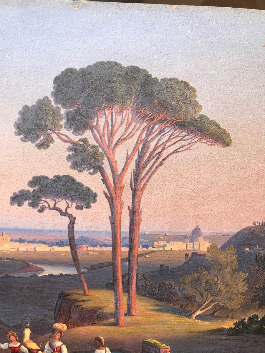 Ignaz Pfyffer Von Altishofen- View Of Rome - 1830 Ca Oil On Paper - Italy Grand Tour -photo-4