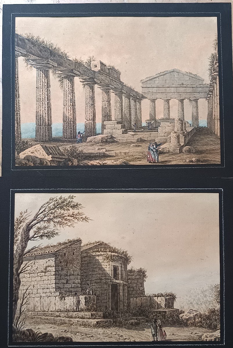 Pair Of Watercolors From The End Of The Eighteenth Century By The Sicilian Painter Pietro Marto