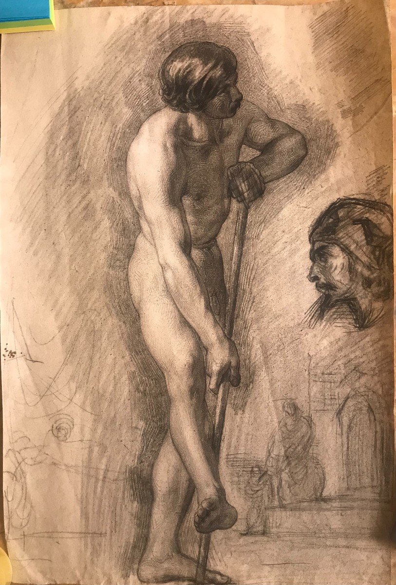 Dessin De Homme Academique - 1790-1810  Ca  Academie Nu Mascolin  - Italie Nu Academie France