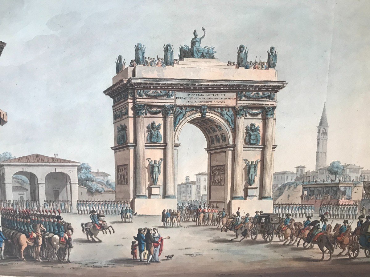 A.Sanquirico- Entrée de Napoléon à Milan- Porta Ticinese -1805 Italie- Grand Tour -Impero-photo-2