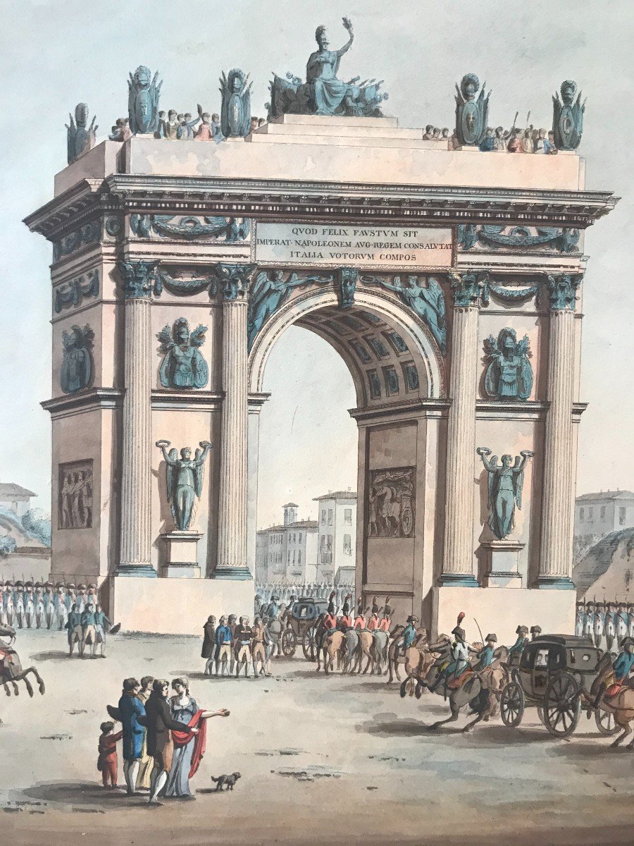 A.Sanquirico- Entrée de Napoléon à Milan- Porta Ticinese -1805 Italie- Grand Tour -Impero-photo-3