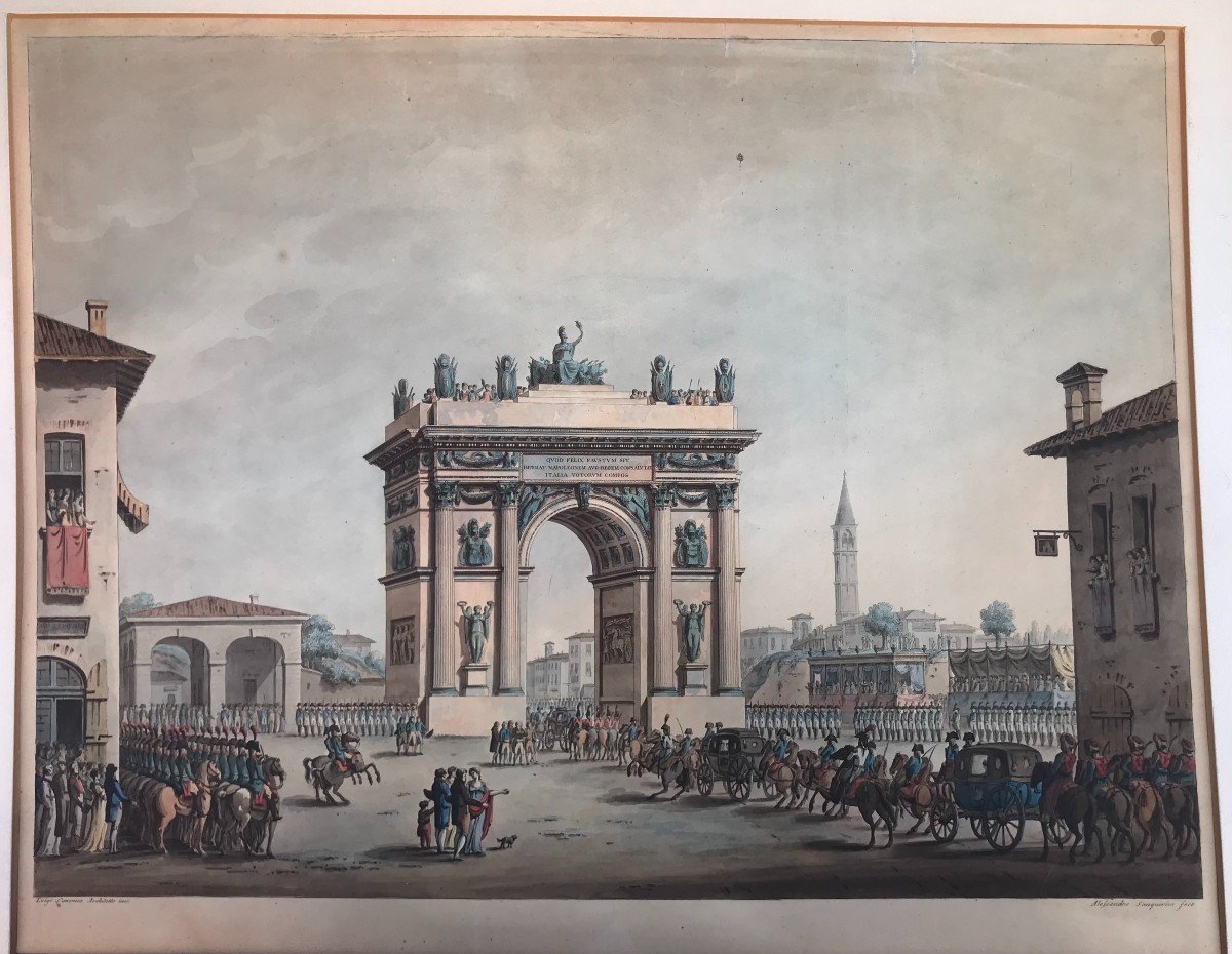 A.Sanquirico- Entrée de Napoléon à Milan- Porta Ticinese -1805 Italie- Grand Tour -Impero-photo-4