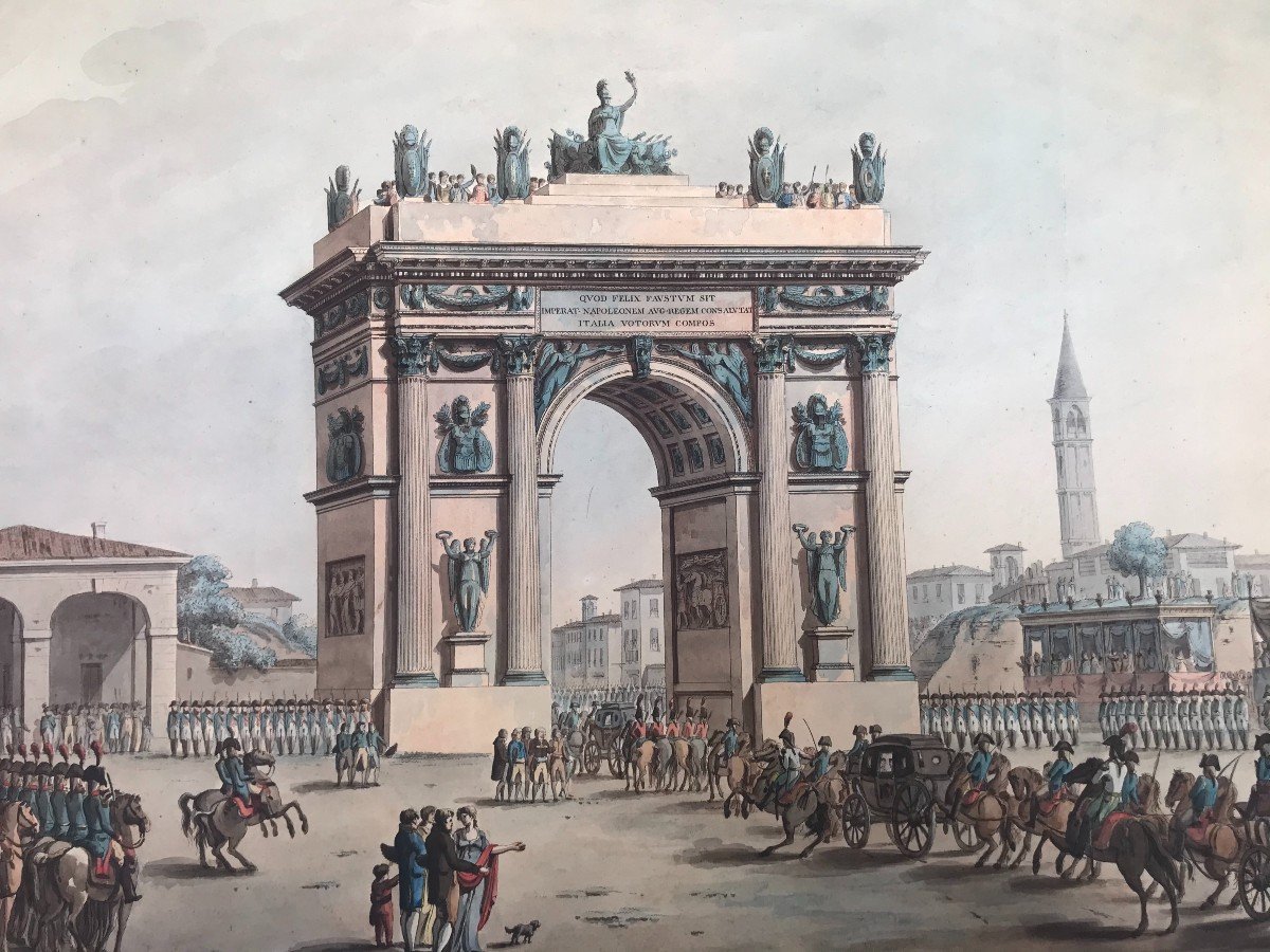 A.Sanquirico- Entrée de Napoléon à Milan- Porta Ticinese -1805 Italie- Grand Tour -Impero-photo-5