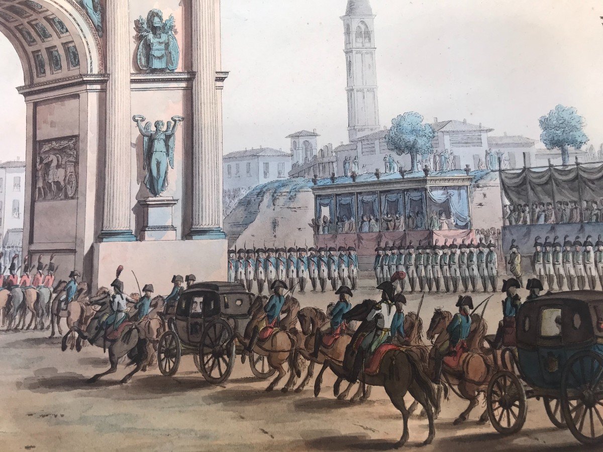 A.Sanquirico- Entrée de Napoléon à Milan- Porta Ticinese -1805 Italie- Grand Tour -Impero-photo-6