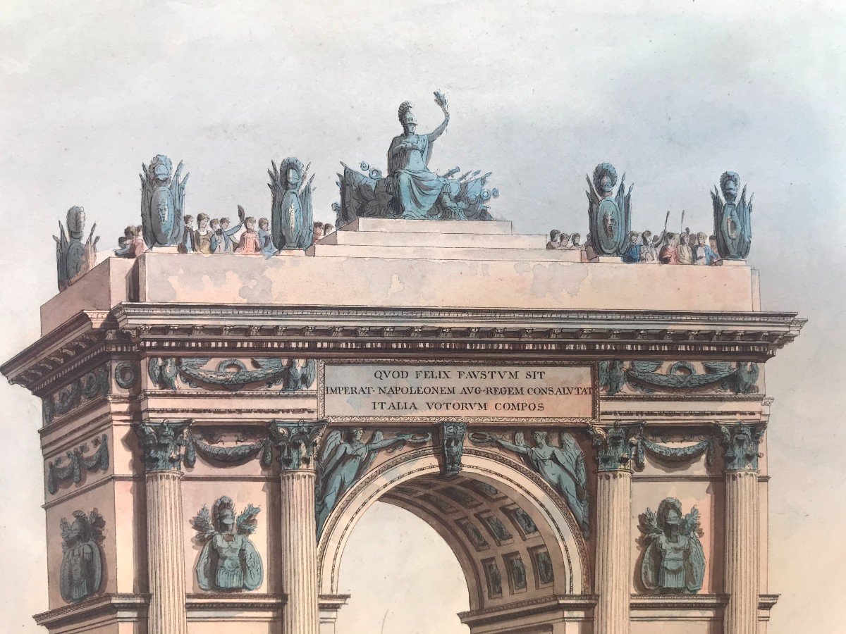 A.Sanquirico- Entrée de Napoléon à Milan- Porta Ticinese -1805 Italie- Grand Tour -Impero-photo-8