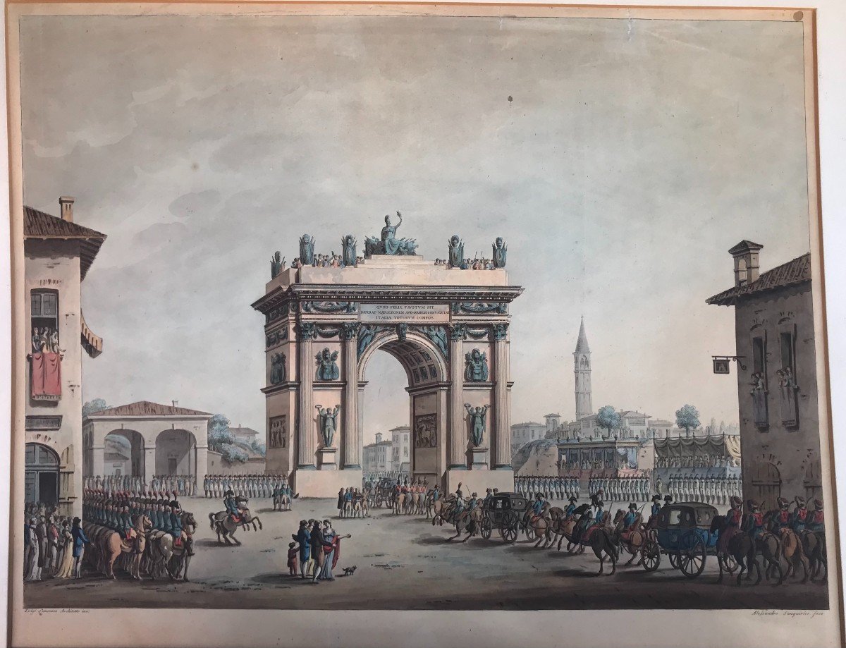 A.Sanquirico- Entrée de Napoléon à Milan- Porta Ticinese -1805 Italie- Grand Tour -Impero