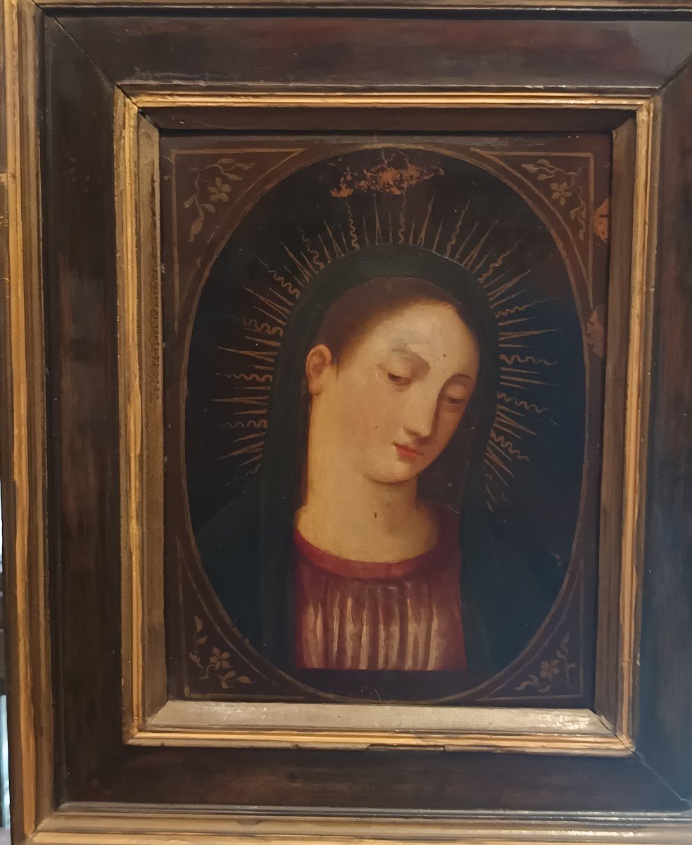 Oil On Copper Virge Mary