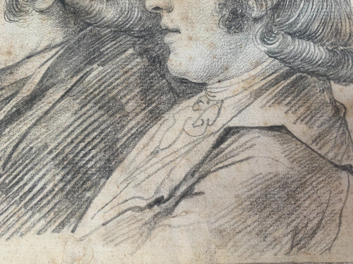 Portrait de deux hommes - dessin au crayon  Italie France Angleterre-photo-3