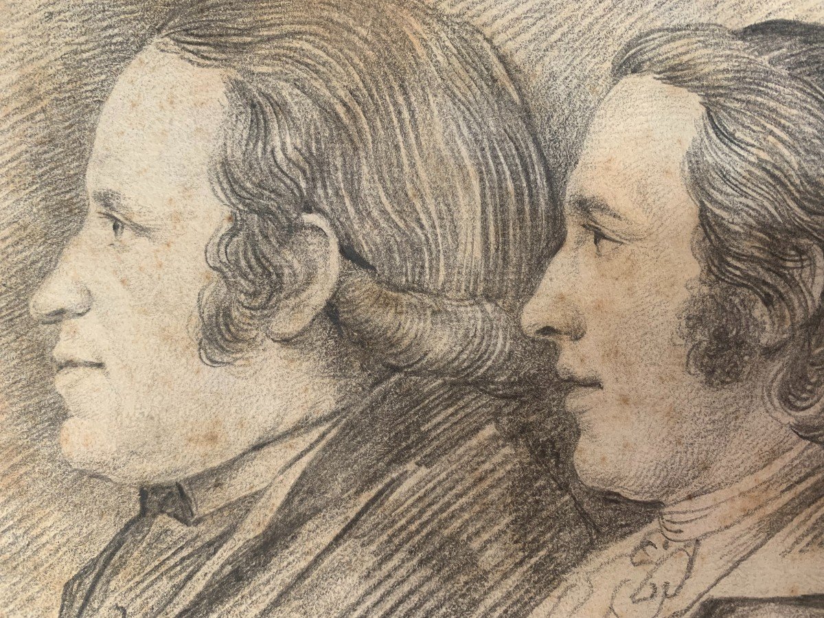 Portrait de deux hommes - dessin au crayon  Italie France Angleterre-photo-4