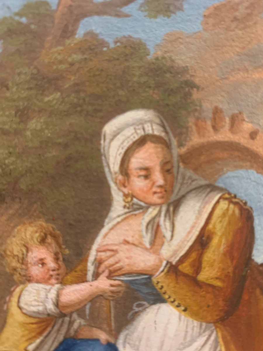 Alessandro d'Anna- Femme Avec Enfant -costume Napolitain -gouache Naples Italie Della Gatta-photo-2