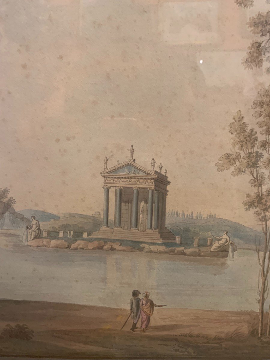 Italian School - Rome View Of Villa Borghese - Late 18th Century Rome Grand Tour Italy-photo-2