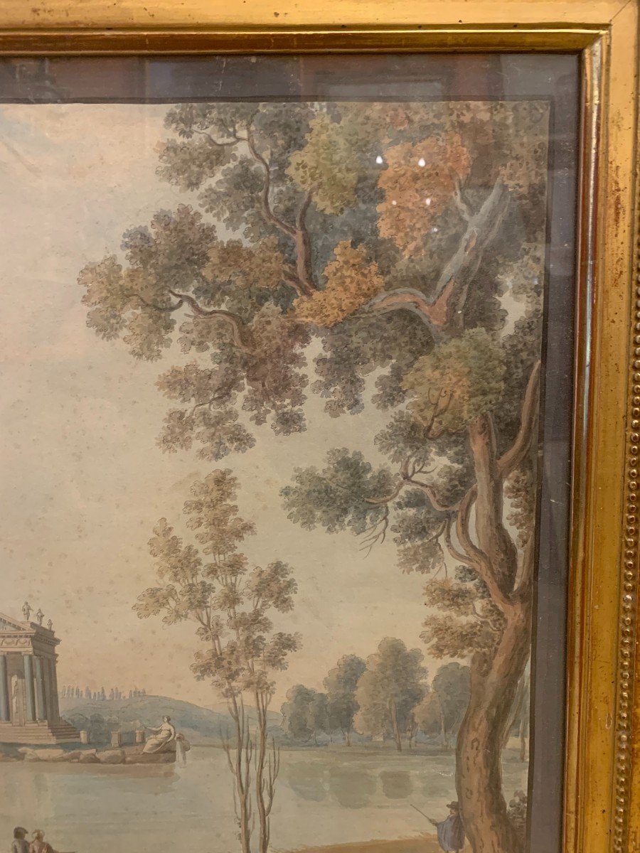 Italian School - Rome View Of Villa Borghese - Late 18th Century Rome Grand Tour Italy-photo-2