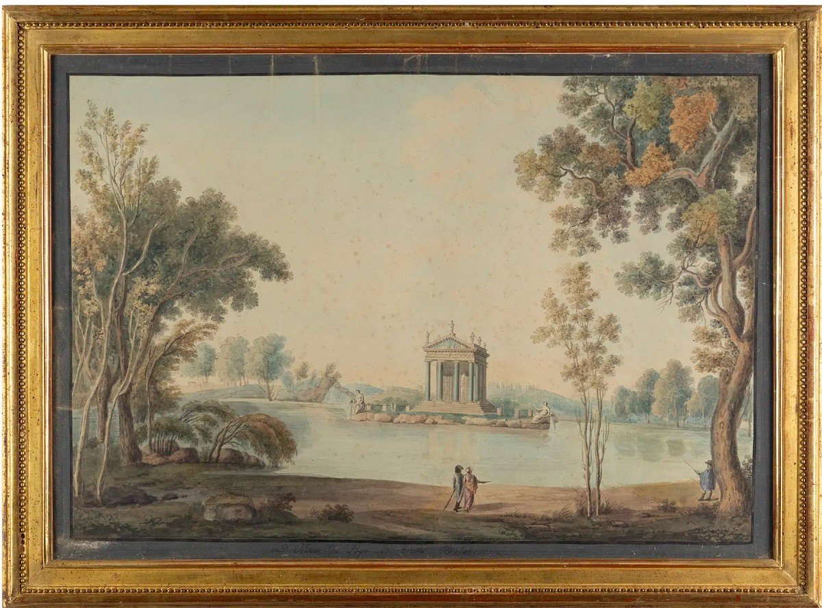 Italian School - Rome View Of Villa Borghese - Late 18th Century Rome Grand Tour Italy