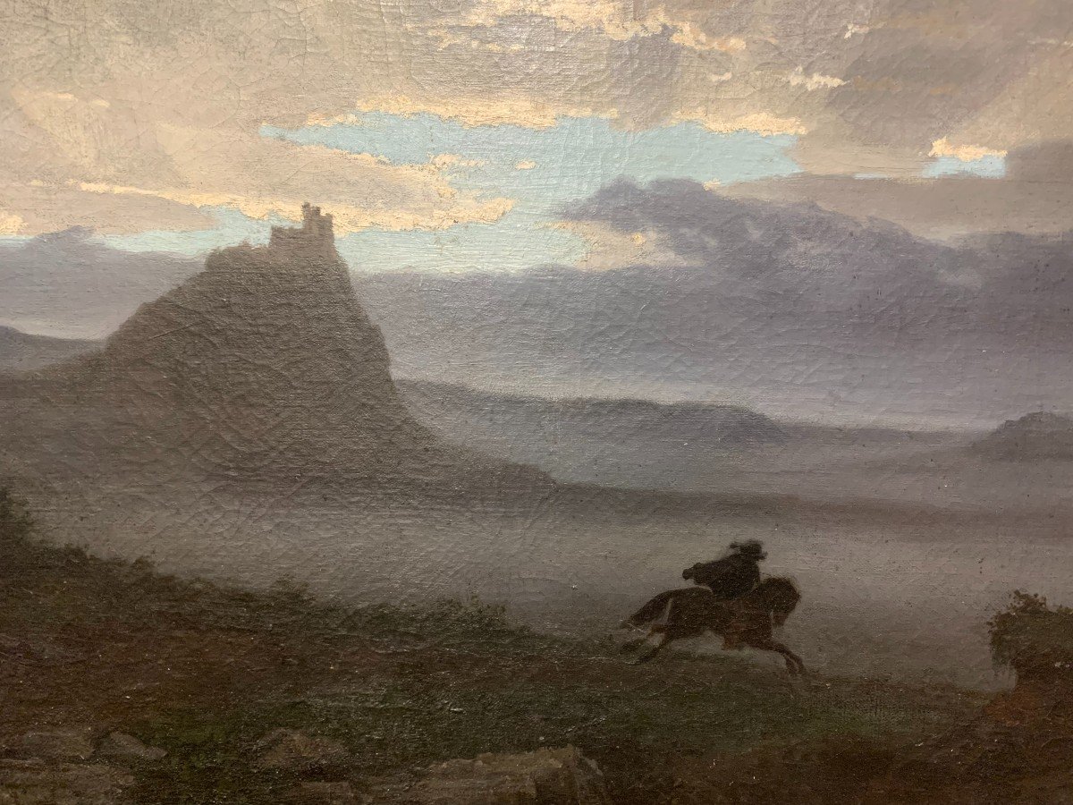  Alberto Pasini (attr) - Paysage Avec Homme En Fuite - Vers 1830  Italie Italienne-photo-2