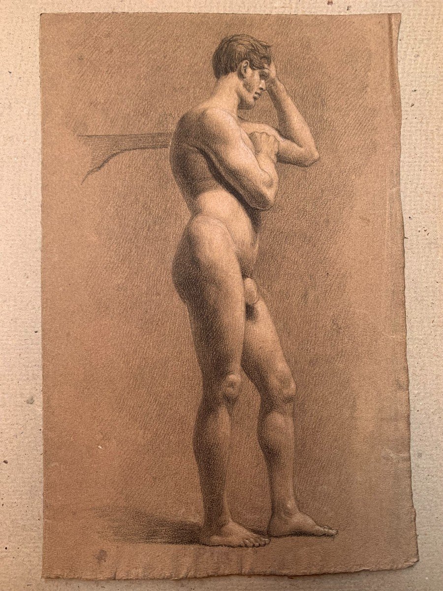 Drawing Of 2 Academicians - 1820 Ca Academy Male Nude -photo-2