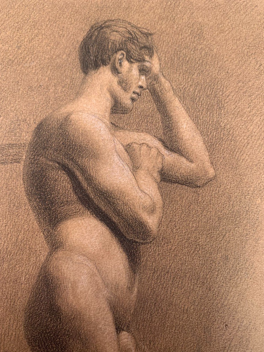 Drawing Of 2 Academicians - 1820 Ca Academy Male Nude -photo-4