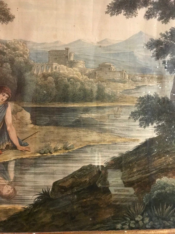 French School - Narcissus - Late 18th Century Watercolor - Greece - J Louis Cassas--photo-2