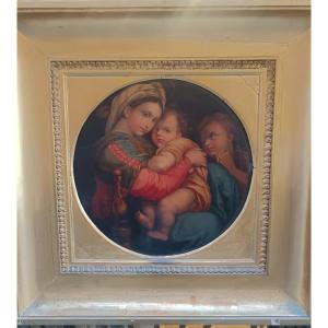 Beautiful Madonna Della Seggiola By Raphael Early 19th Century