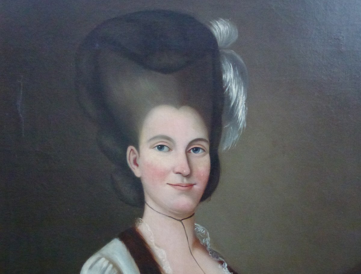 Portrait Of Woman Louis XVI Period French School Of The Eighteenth Century Oil / Canvas-photo-3