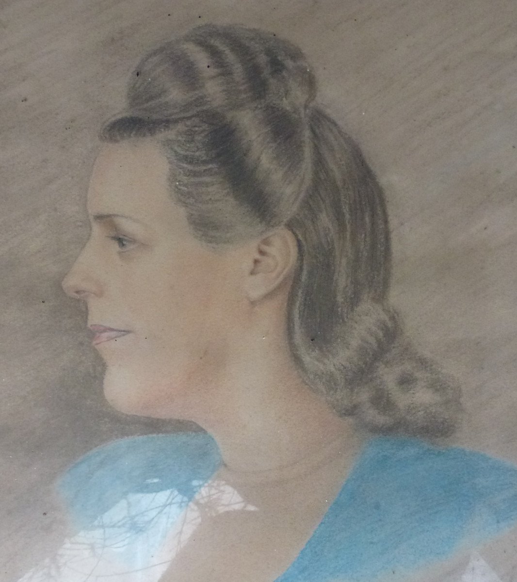 Bubongel Portrait Of Woman French School Of The 20th Century Drawing 1947-photo-4