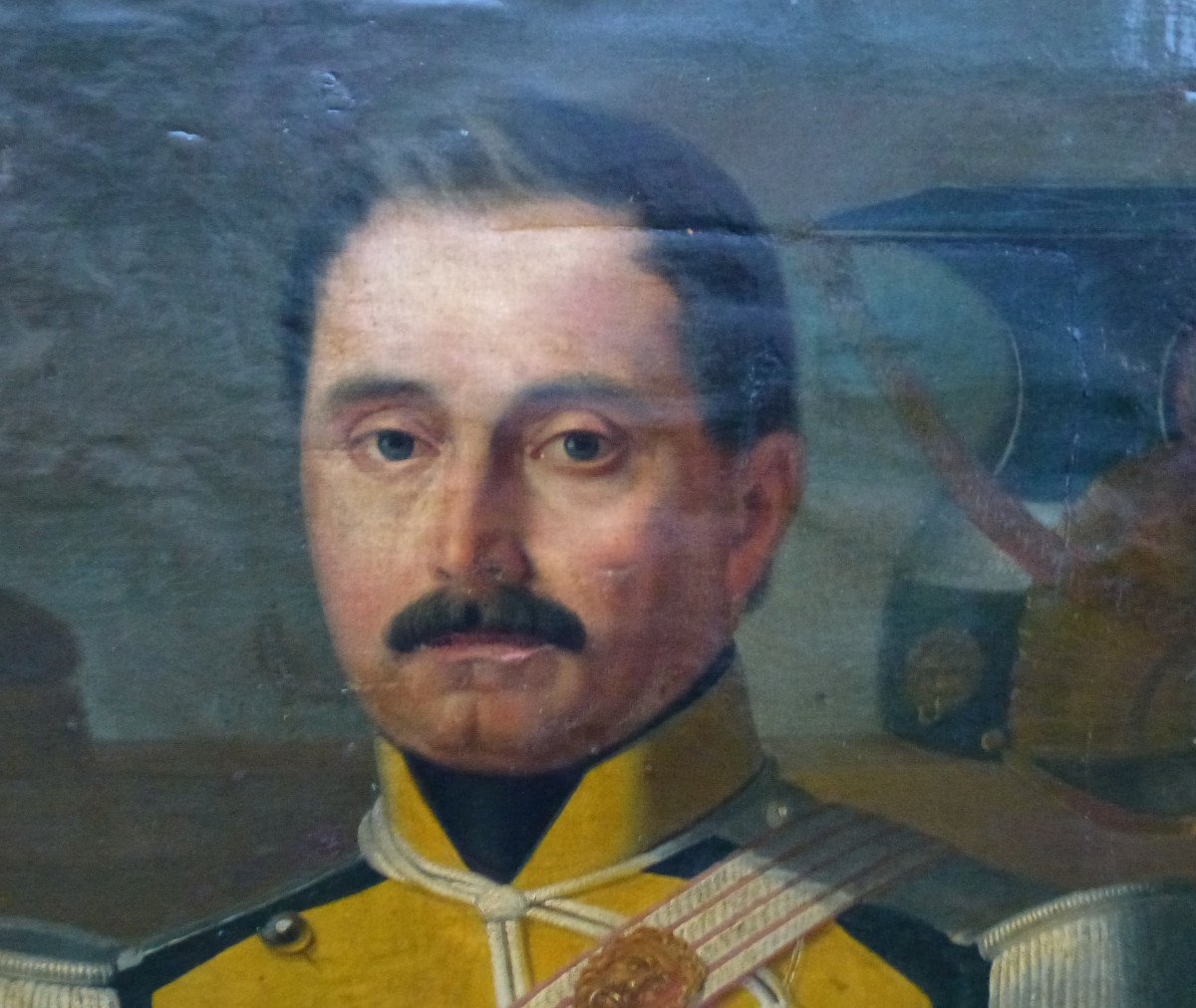 Portrait d'Homme Officier de régiment de lanciers sous Louis Philippe XIXème Siècle Huile/toile-photo-1