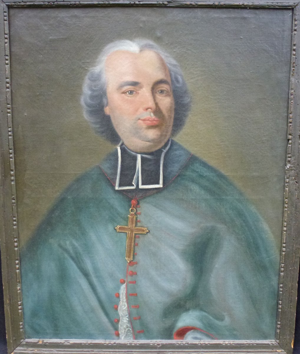 Portrait d'Homme Evêque Ecole Française Du XVIIIème Siècle Huile/toile-photo-2