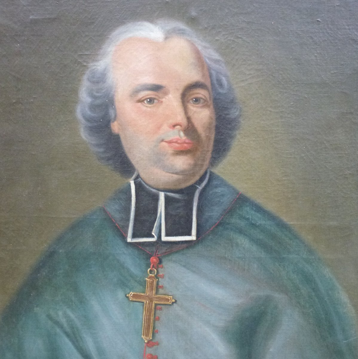 Portrait d'Homme Evêque Ecole Française Du XVIIIème Siècle Huile/toile-photo-4