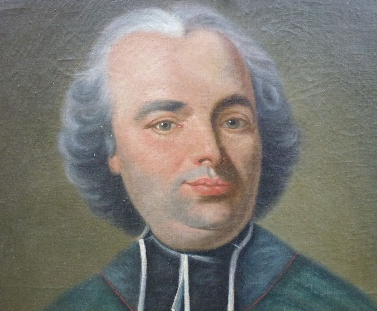 Portrait d'Homme Evêque Ecole Française Du XVIIIème Siècle Huile/toile-photo-3