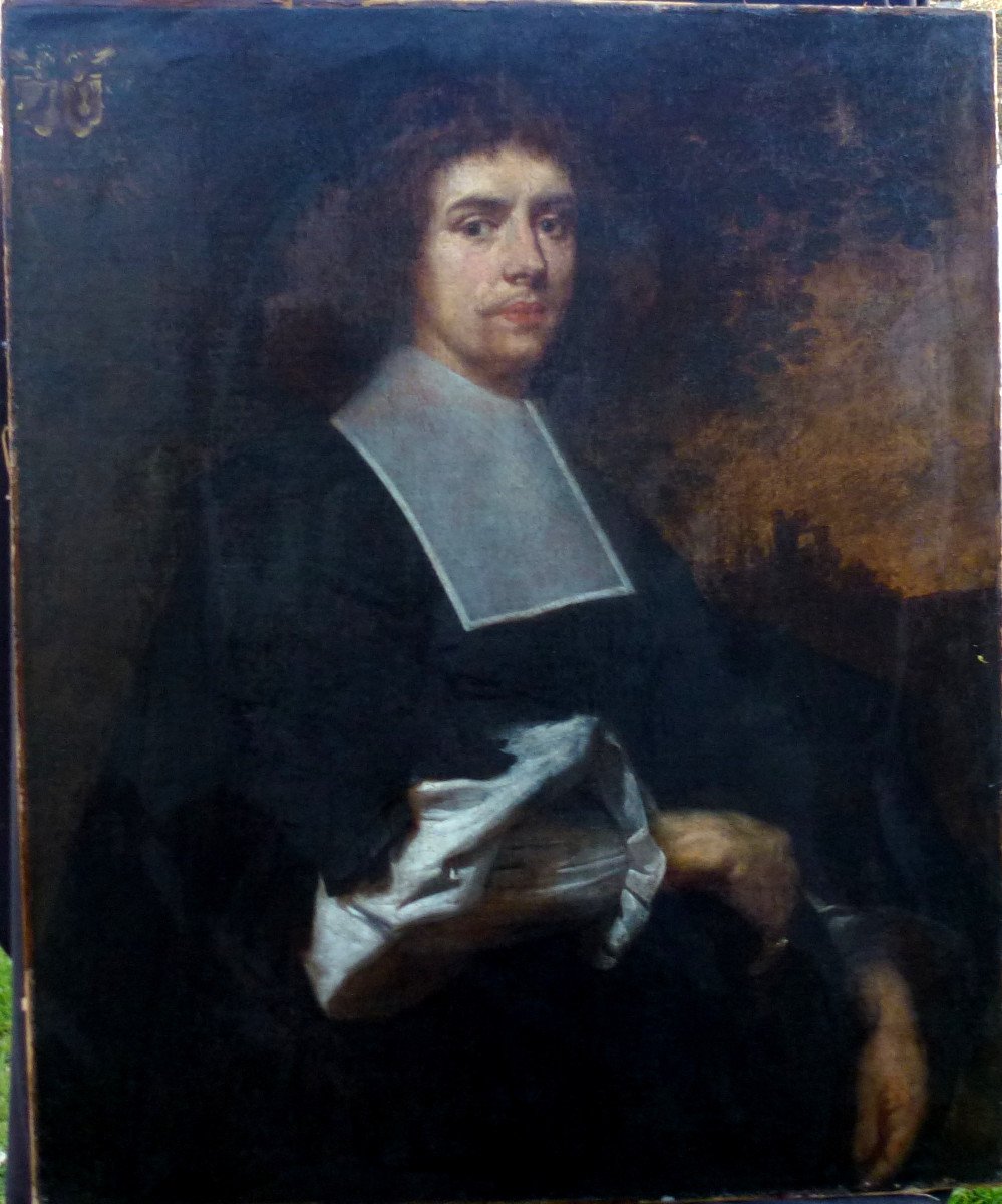 Portrait d'Homme Adamus Kley Ecole Germanique Du XVIIème Siècle Huile/toile