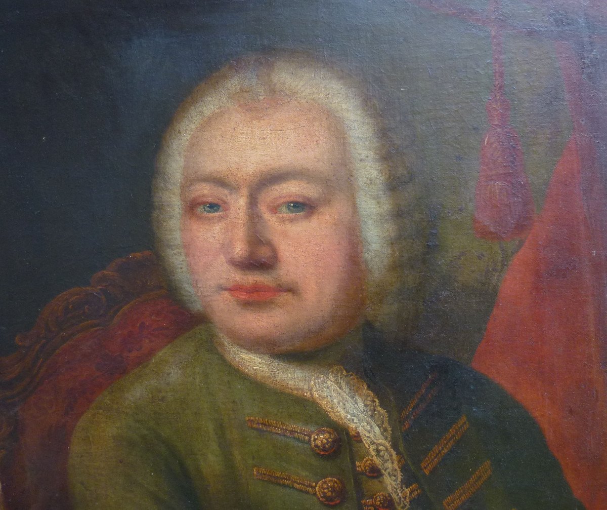 Portrait d'Homme d'Epoque Louis XV Huile/toile Du XVIIIème Siècle-photo-2