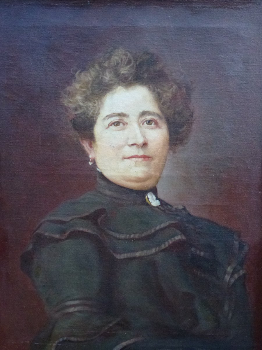 Portrait De Femme au camée Ecole Française Du XIXème Siècle Huile/toile-photo-3