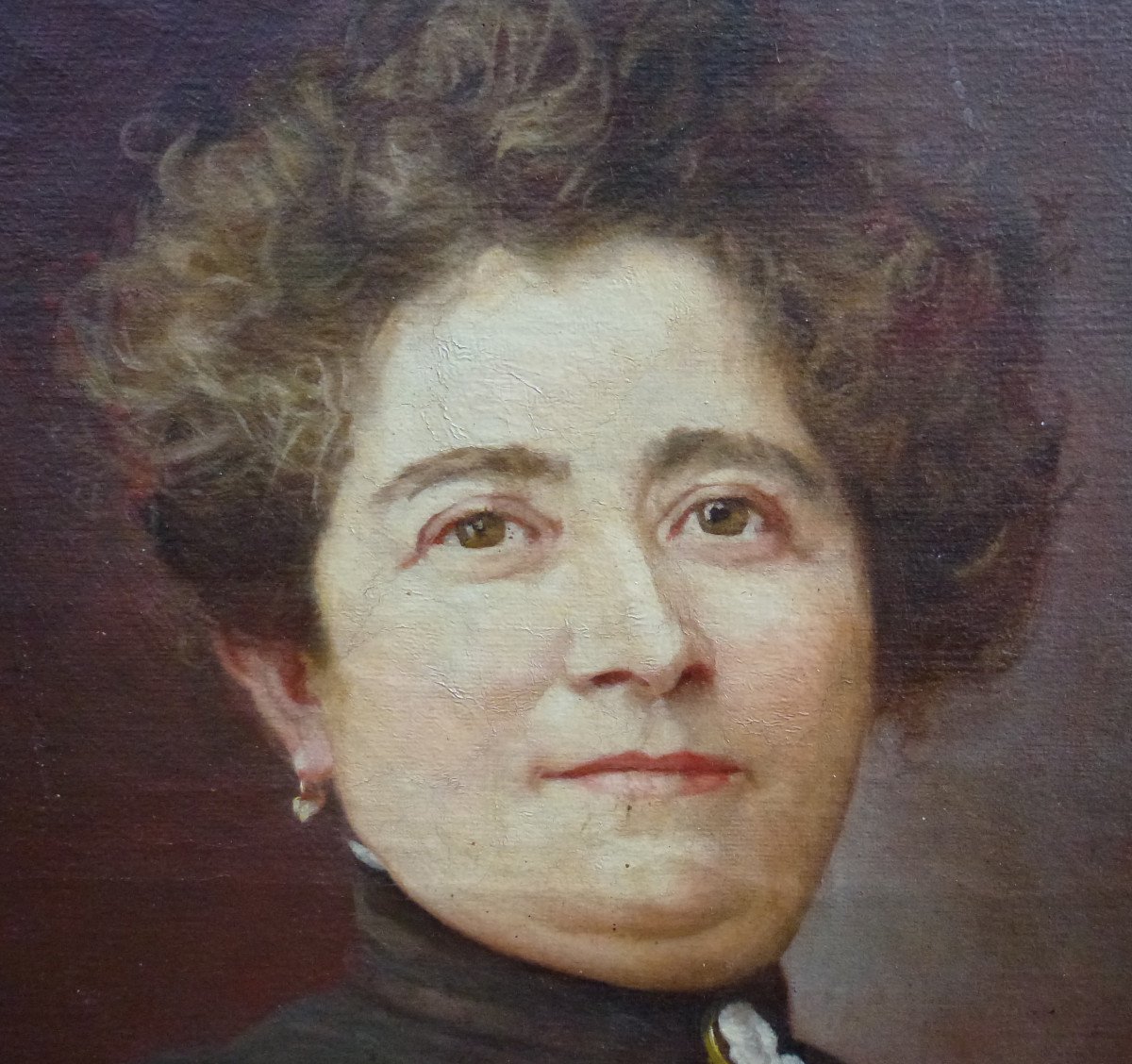 Portrait De Femme au camée Ecole Française Du XIXème Siècle Huile/toile-photo-4