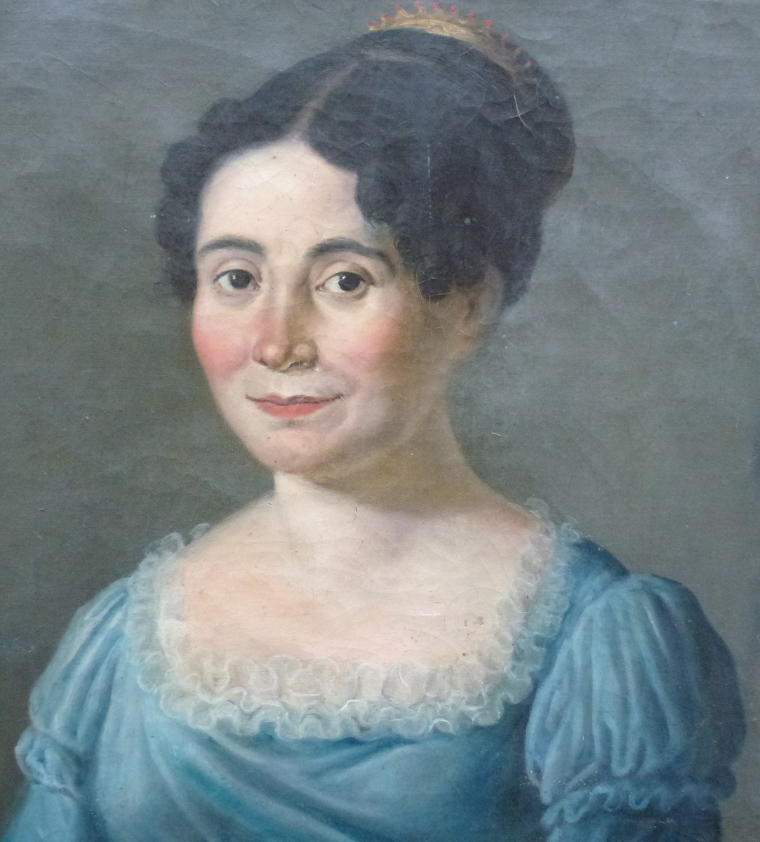 Portrait De Jeune Femme Ecole Française Du XIXème Siècle Huile/toile-photo-1