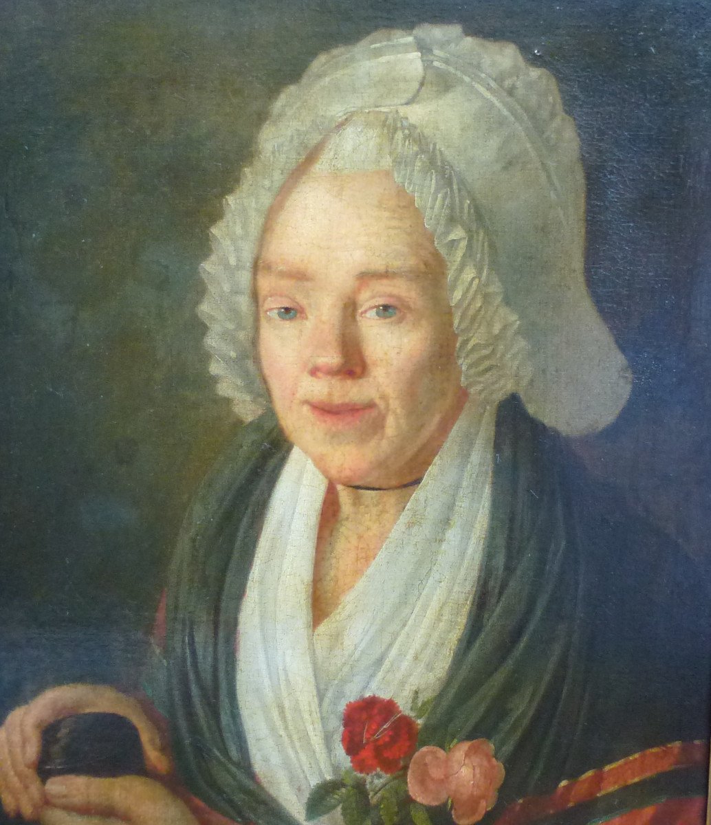 Portrait De Femme Mme Caudron Ecole Française Fin XVIIIème Siècle Huile/toile-photo-4