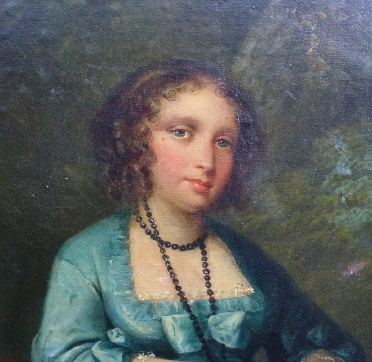Portrait Of Young Woman In The Park French School Of The Eighteenth Century Oil / Canvas-photo-3