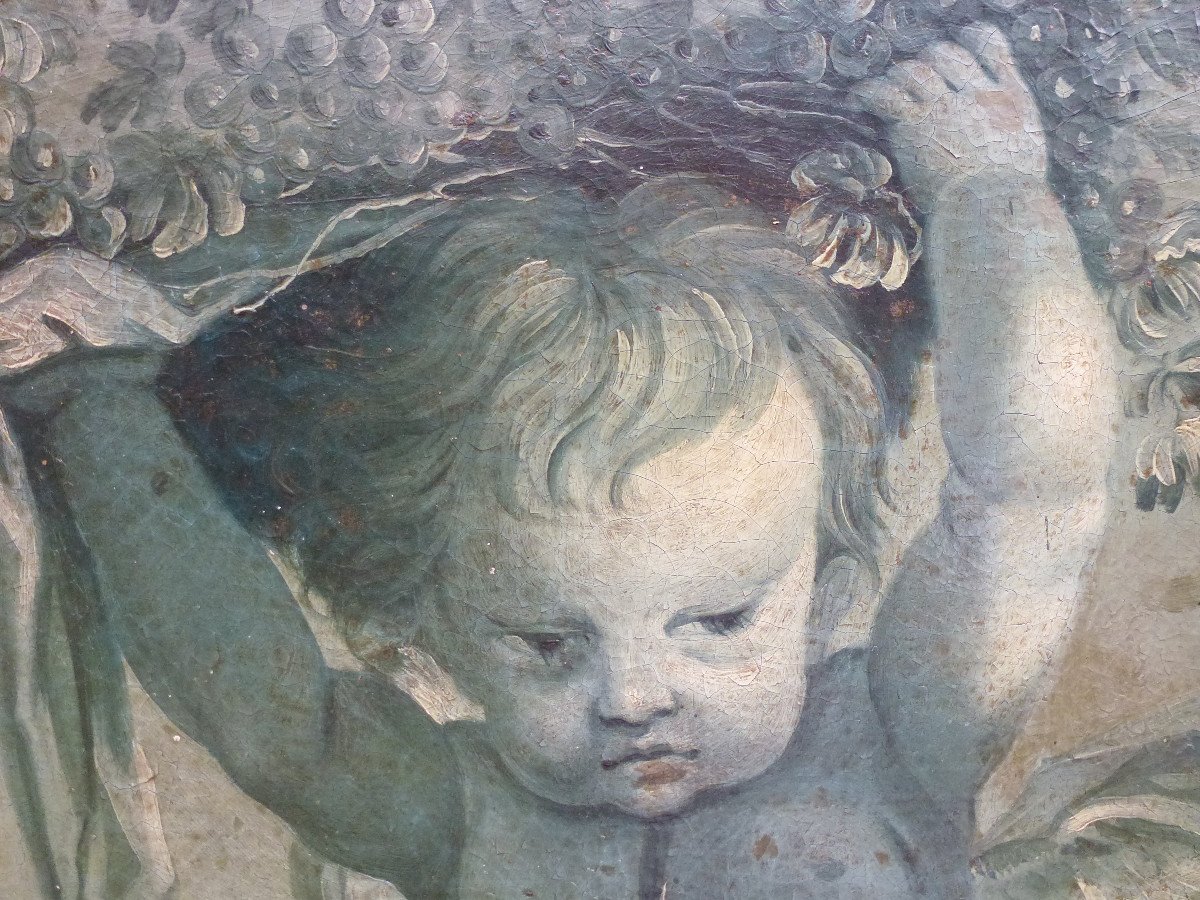 Tableau Grisaille Cherub French School From The Eighteenth Century Oil / Canvas-photo-5