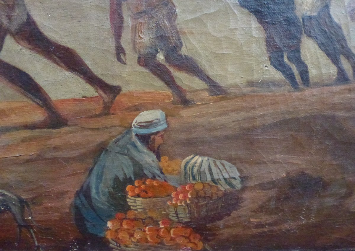 Orientalist Landscape Painting Dahabieh On The Nile Oil/canvas From The 20th Century-photo-5