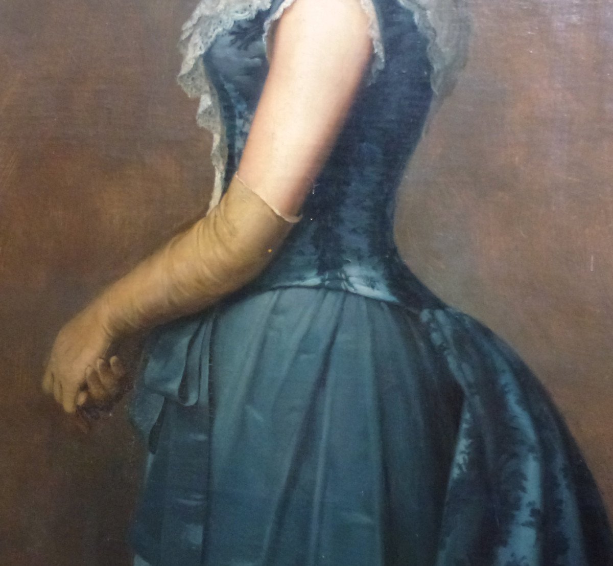 Théophile Lybaert Large Portrait Of A Woman Oil/canvas From The 19th Century Signed-photo-4