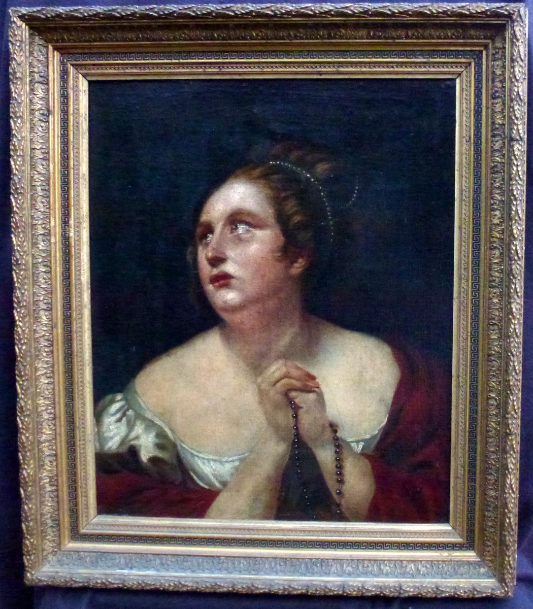 Portrait De Femme d'Epoque Charles X Huile Sur Toile Du XIXème Siècle