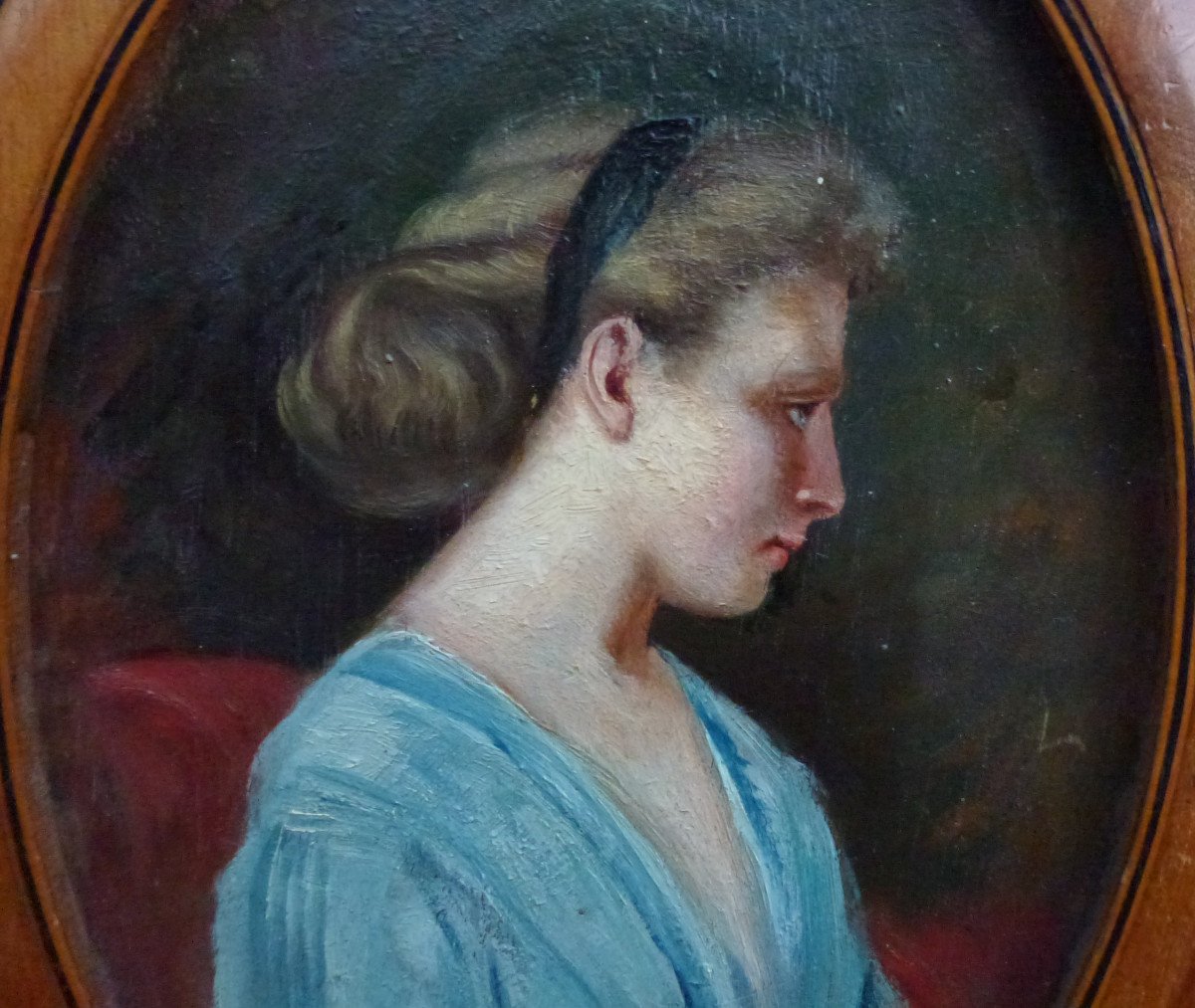 Portrait Of Woman French School Late 19th Century Oil/panel-photo-4