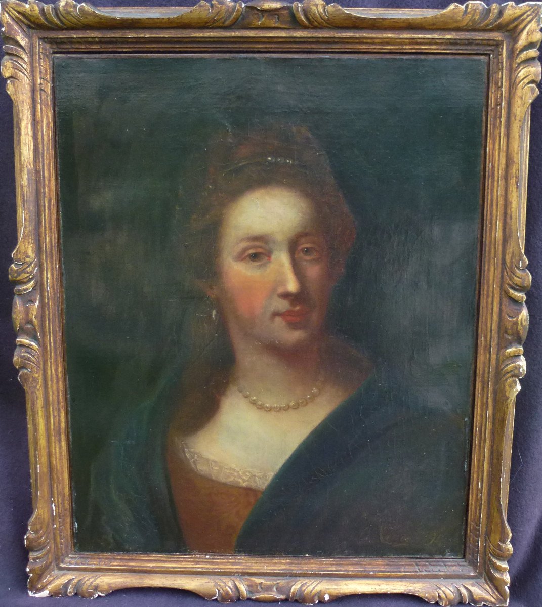 Portrait De Femme Epoque Louis XIV Ecole Française Du XIXème Siècle Huile/toile-photo-2