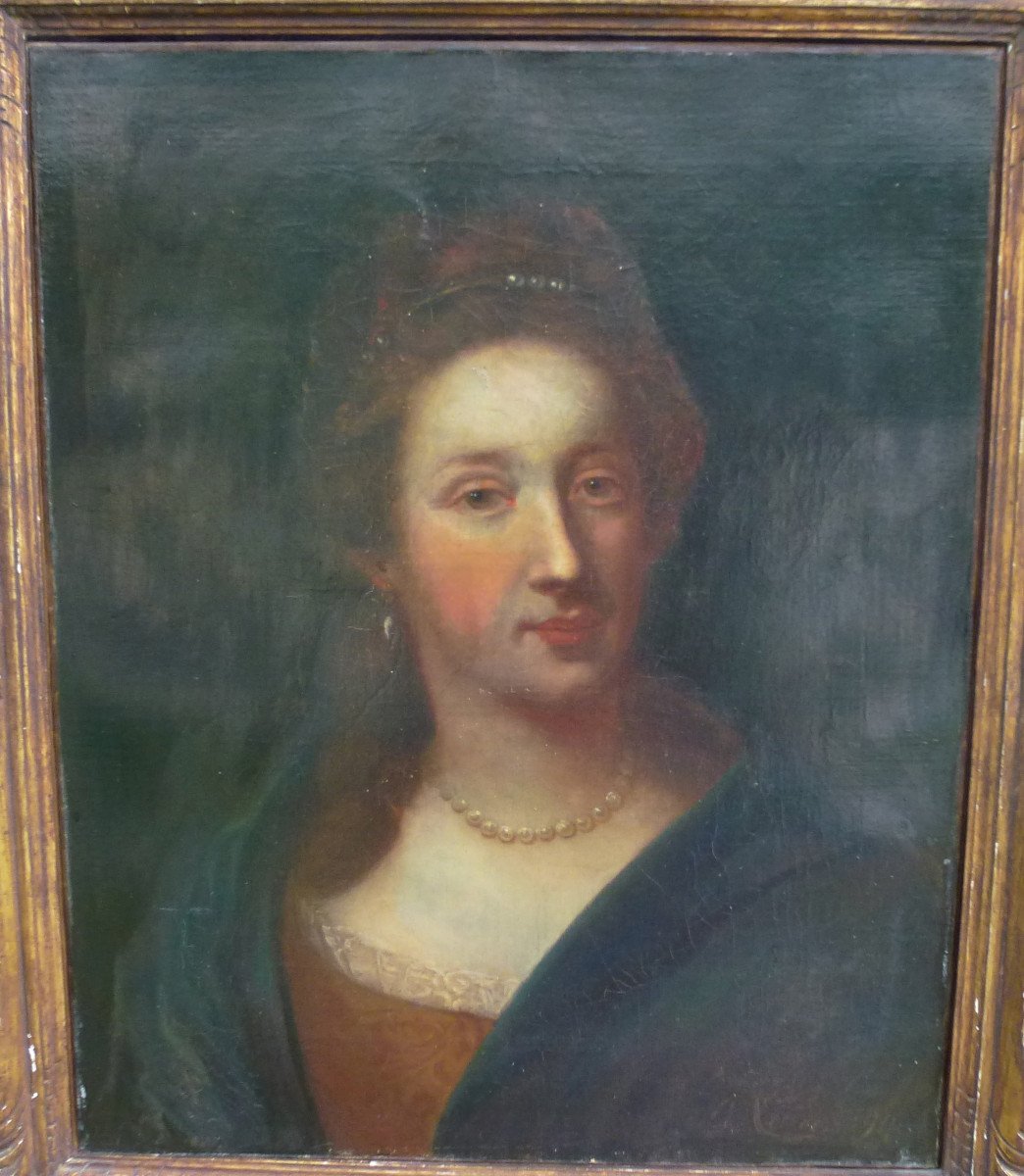 Portrait De Femme Epoque Louis XIV Ecole Française Du XIXème Siècle Huile/toile-photo-3