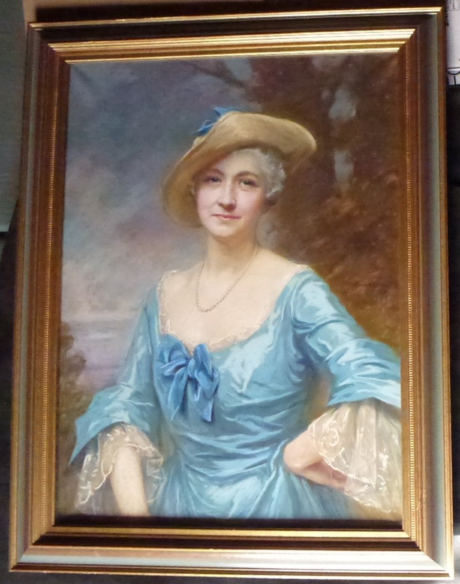 Marie d'Epinay Portrait De Femme Ecole Française Début XXème Siècle Pastel Signé-photo-2