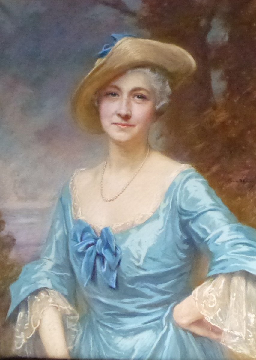 Marie d'Epinay Portrait De Femme Ecole Française Début XXème Siècle Pastel Signé-photo-4