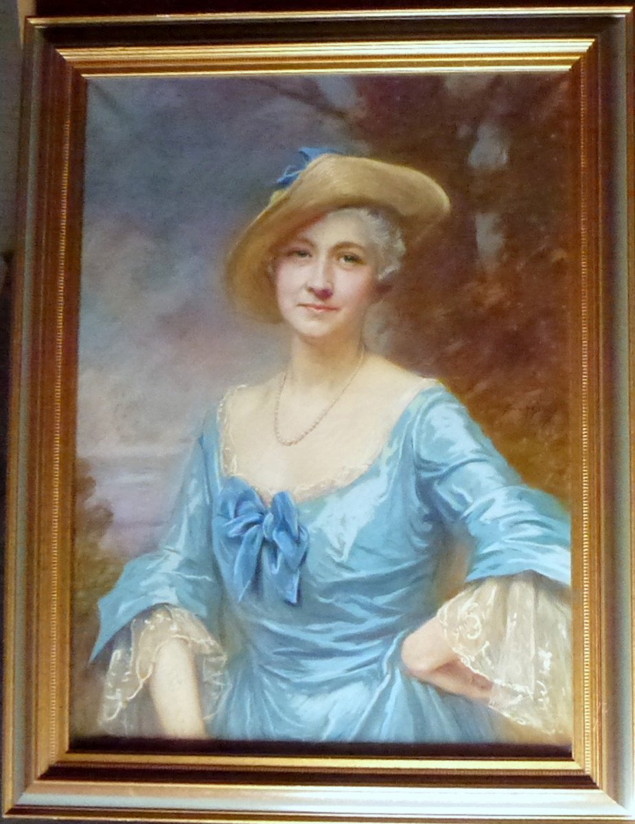 Marie d'Epinay Portrait De Femme Ecole Française Début XXème Siècle Pastel Signé