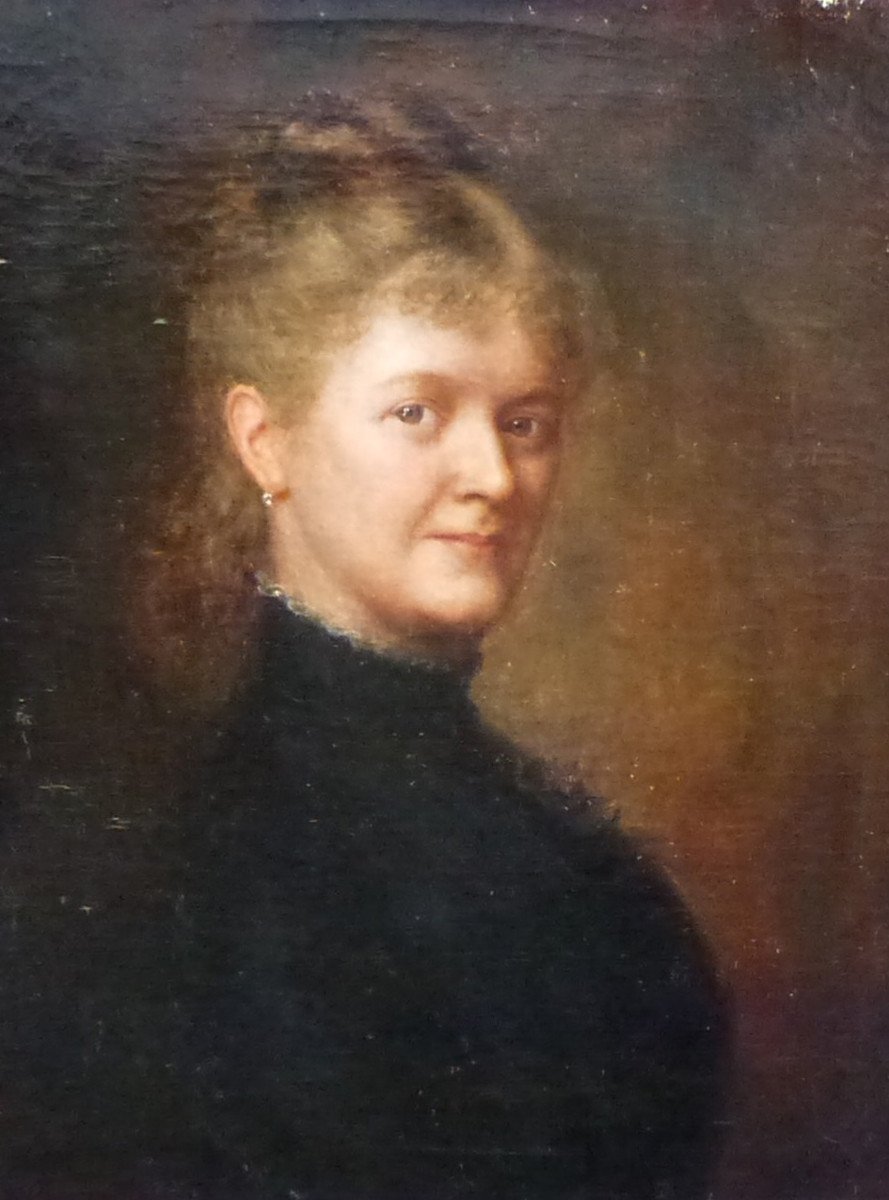 Charles Vuillermet Portrait Woman Swiss School Late 19th Century Oil/canvas Signed-photo-2