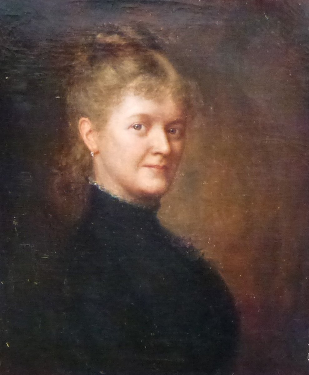 Charles Vuillermet Portrait Woman Swiss School Late 19th Century Oil/canvas Signed-photo-3