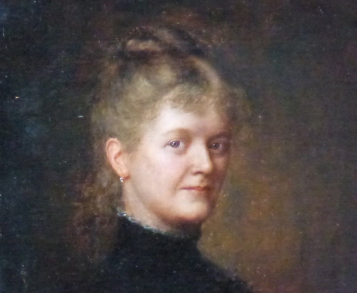 Charles Vuillermet Portrait Woman Swiss School Late 19th Century Oil/canvas Signed-photo-4