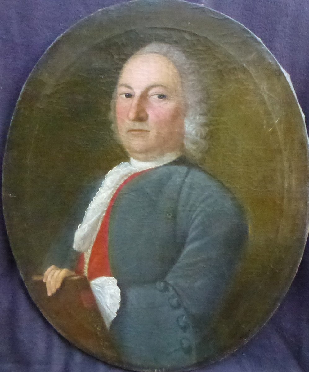 Portrait Of A Man Louis XV Period Oil/canvas From The 18th Century-photo-2